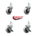 Service Caster 2 Inch Thermoplastic Wheel 3/8 Inch Threaded Stem Caster Set with 2 Brakes SCC SCC-TS05S210-TPRS-381615-2-SLB-2